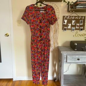 80s Vintage Fantaseas Collection Floral Jumpsuit